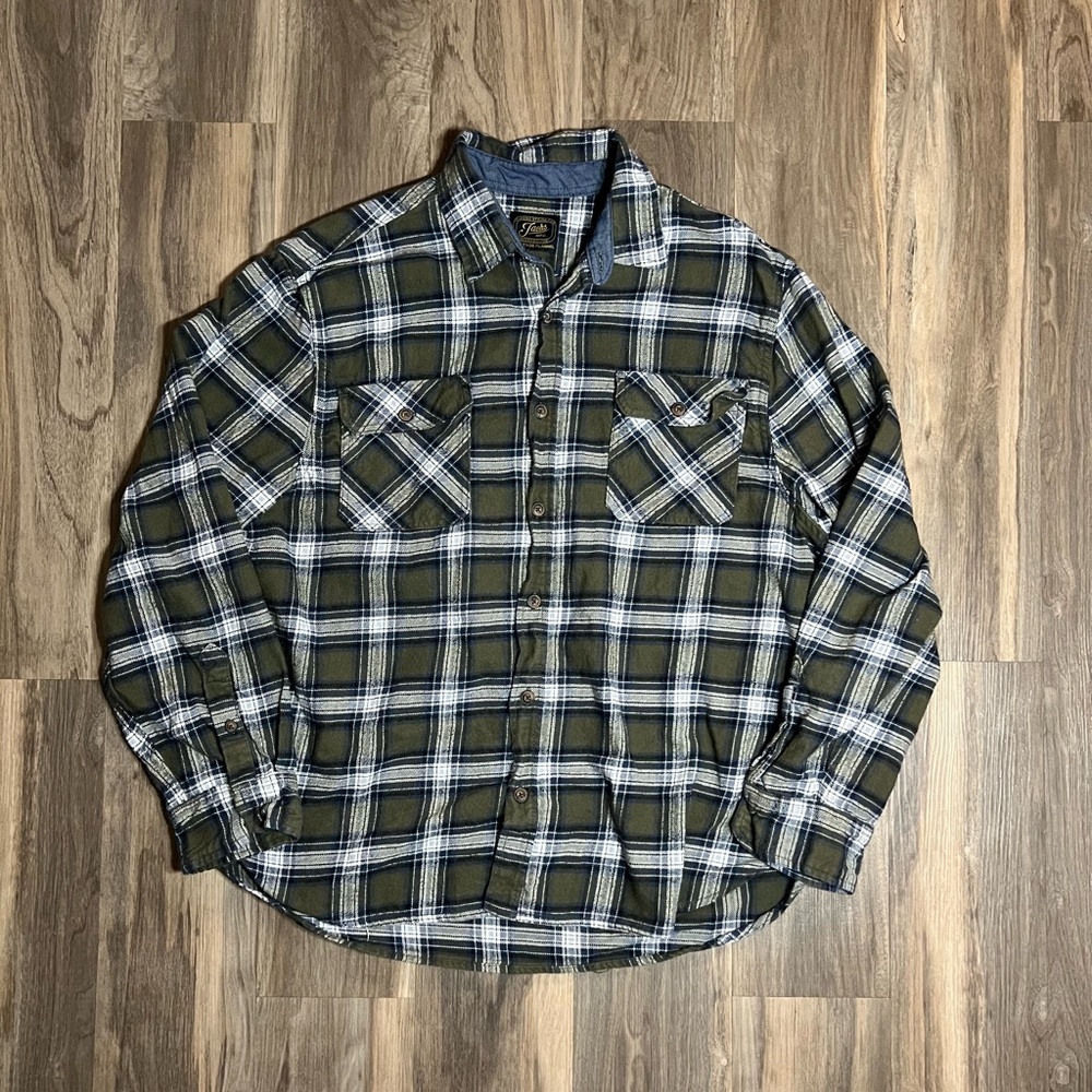 Jach's Heritage Flannel Shirt XXL Green Plaid Pocket Button Up Long Sleeve Men